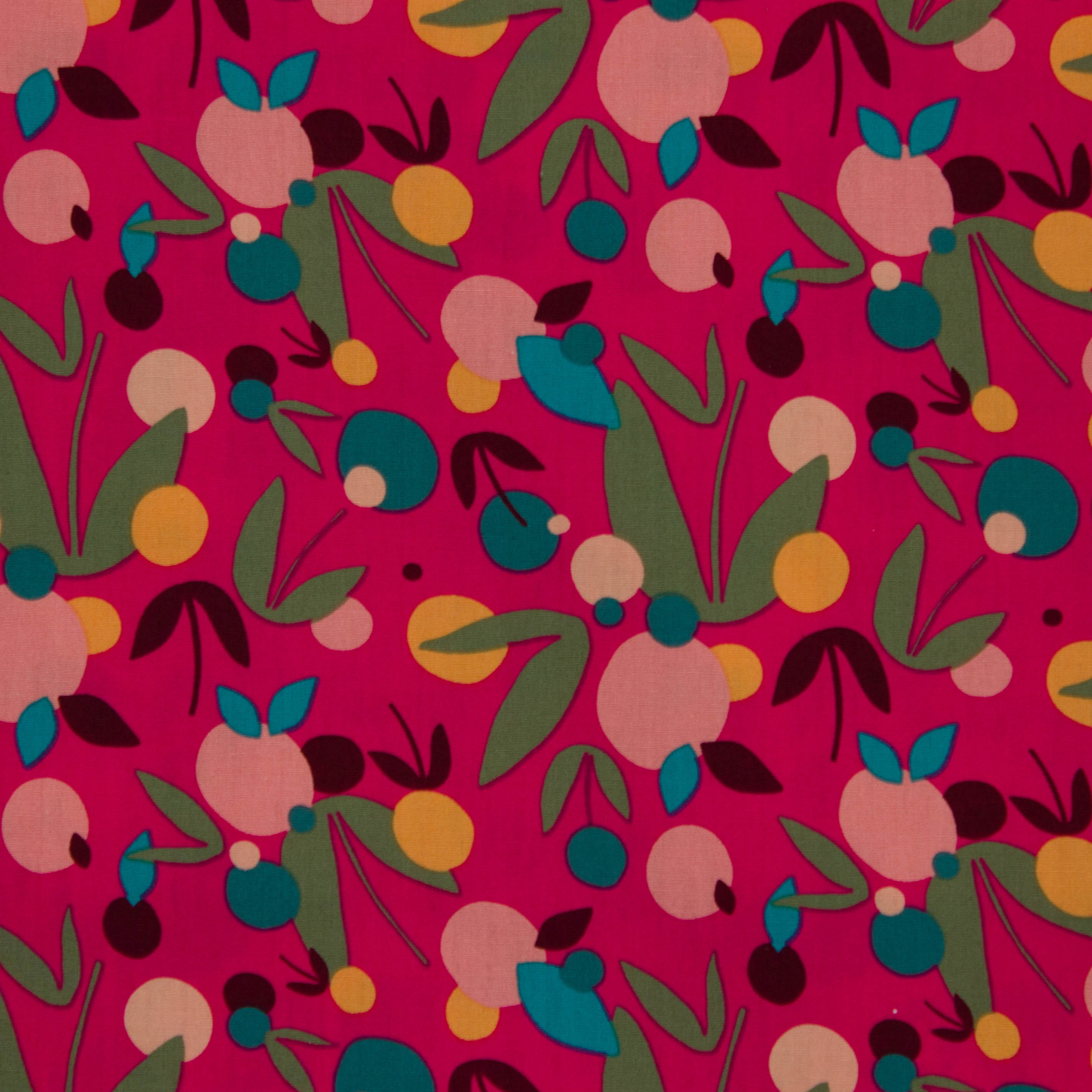 Roze poplin katoen met bloemen - katia